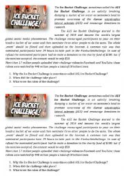 English Worksheet: The Ice Bucket Challenge 