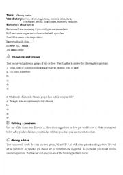 English Worksheet: Giving Advice
