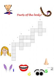 English Worksheet: crossword parts of the body