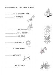English Worksheet: this  that these those  christmas vocabulary