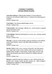 English Worksheet: Computer Vocabulary: Internet Safety 