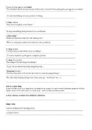 English Worksheet: Shopping idioms