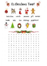 English Worksheet: Christmas Wordsearch