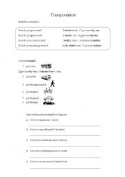 English Worksheet: Transportation verbs - simple present