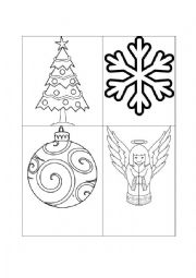 English Worksheet: Christmas Flashcards-black and white