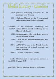 English Worksheet: Media history timeline