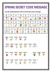 English Worksheet: Spring Code Breaker Cryptogram