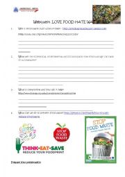 English Worksheet: Webquest - Food Waste