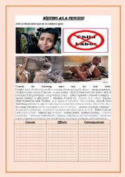 English Worksheet: causes, effects and solutions of child labour