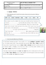 7 th form end of term 1 english test