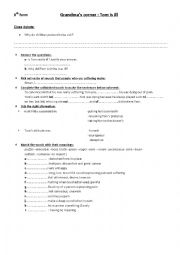 English Worksheet: Grand ma s corner:Tom is ill