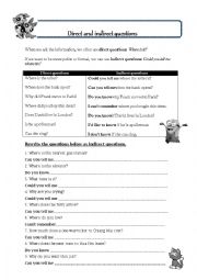 English Worksheet: Indirect question