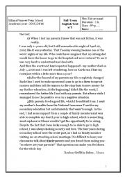 English Worksheet: end test 1