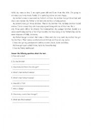 English Worksheet: my family