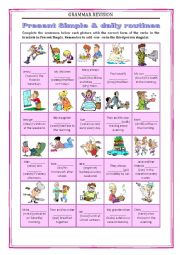 English Worksheet: GRAMMAR REVISION - present simple, daily routines and chores