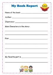 English Worksheet: my first book report