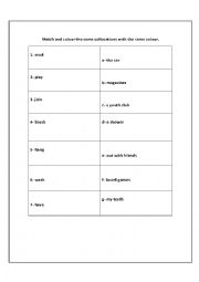 English Worksheet: Match and colour