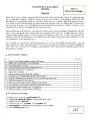 English Worksheet: final test 1 semester 4 grade(listening)