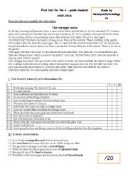 English Worksheet: final test 1 semester 4 grade(reading)