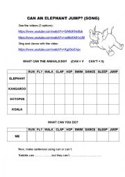 English Worksheet: Can an elephant jump?