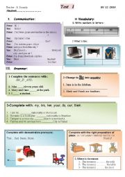 English Worksheet: Test for beginners (unit 1&2)-interchange intro