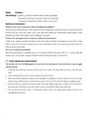 English Worksheet: Pollution