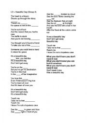 English Worksheet: U2 - Beautiful day song worksheet