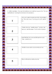 English Worksheet: The lion and the mouse Sequence