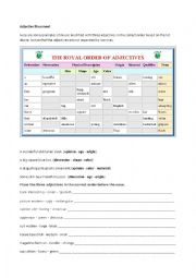 English Worksheet: Adjective Placement 