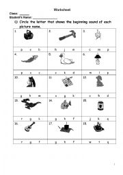 English Worksheet: Phonics worksheet-beginning sounds