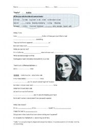 English Worksheet: Hello song by Adele:  gapfill     