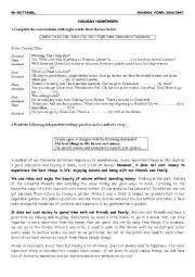 English Worksheet: holiday homework