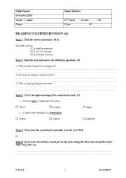 English Worksheet: 9 Test 2 2015-2016