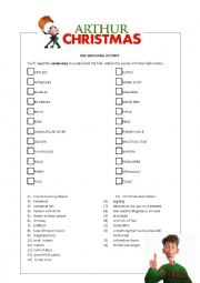 English Worksheet: Arthur Christmas (pre-watching activity)