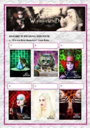 English Worksheet: Alice in Wonderland