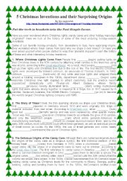 English Worksheet: 5 Christmas Inventions and their Surprising Origins