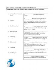 English Worksheet: Internet Terminology Matching