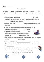 English Worksheet: Winter Words Cloze Activity 