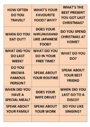English Worksheet: Present and Past speaking cards