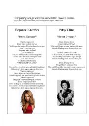 English Worksheet: Beyonce Knowles - Patsy Cline  