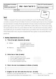 English Worksheet: Mid-term Test3 /2nd  form Economics