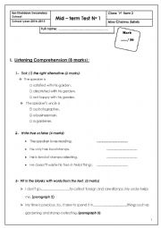 Mid  term Test No 1 (1st form)