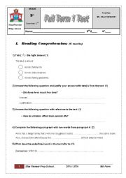 Sfax Pioneer Prep School 9th Form Full Term Test 1