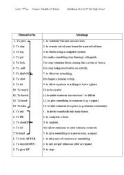 English Worksheet: phrasal verbs