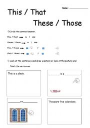 English Worksheet: this that these those