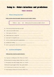 English Worksheet: Going to - future intentions and predictions