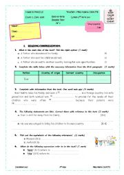 End-of-term English Test 1 Second Arts 2+3