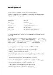 English Worksheet: Malala Yousafsai