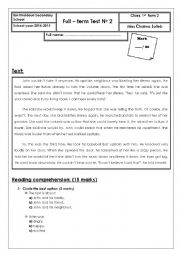 English Worksheet: Full  term Test No 2 