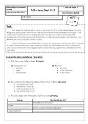 English Worksheet: Full  term Test No 2